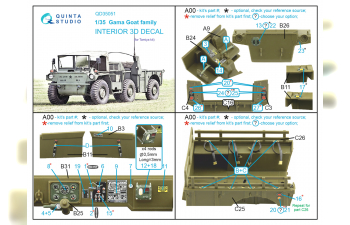Декаль интерьера кабины семейство Gama Goat (Tamiya)