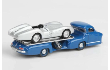 MERCEDES-BENZ racing car transporter truck renntransporter (1955) + MERCEDES-BENZ W196 spider (1955)