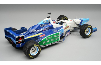 BENETTON F1 B196 Team Renault Mild Seven №4 Spanish GP Rain Tires (with pilot figure) Gerhard Berger (1996)