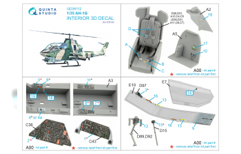 3D Декаль интерьера кабины AH-1G Cobra (ICM)