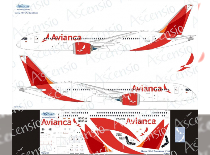 Декаль на самолет боенг 787-8 Dremliner (Avianca)