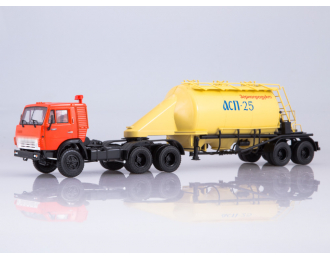 Камский грузовик 54112 с полуприцепом-муковозом АСП-25, красный / желтый