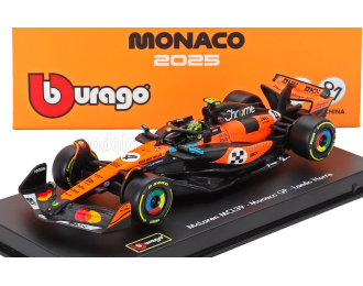 McLAREN F1 Mcl39 Team Mclaren №4 World Champion Winner Monaco Gp (2025) Lando Norris - With Pilot And Showcase, Orange Black