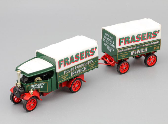 Foden C Type Steam Wagon and Trailer, green / white