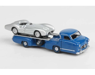 MERCEDES-BENZ racing car transporter truck renntransporter (1955) + MERCEDES-BENZ  W196 spider (1955)