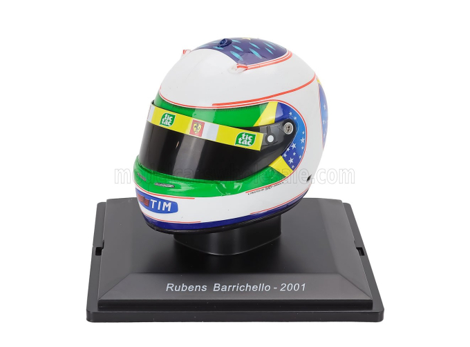HELMET F1 Casco Helmet Rubens Barrichello Team Ferrari F2001 Season (2001), White Green