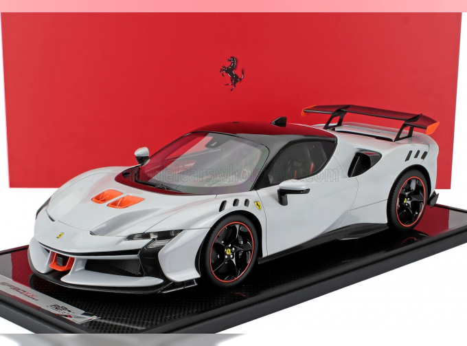 FERRARI Sf90 Xx Stradale (2024) - Con Vetrina - With Showcase, Bianco Artico - White Met Orange Black