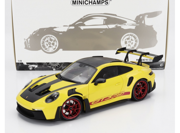 PORSCHE 911 992 Gt3 Rs Coupe Weissach Package (2024) - Red Wheels, Yellow Black