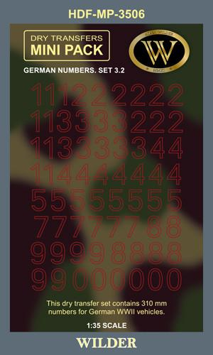 Сухая декаль Немецкие номера для наземной техники. Сет 3.2 Контурные, красные