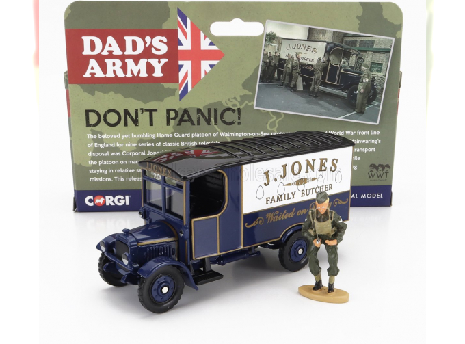 THORNYCROFT Van With Military Figure Mr Jones - Dad's Army - Don't Panic, Military Blue