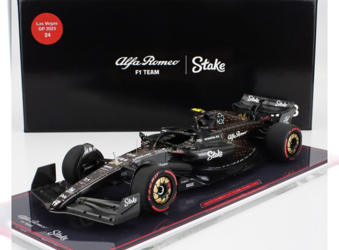 ALFA ROMEO F1 C43 Team Stake N 24 Las Vegas Usa Gp (2023) Guanyu Zhou - Con Vetrina - With Showcase, Black Brown