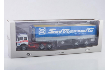 MERCEDES-BENZ NG2232 с полуприцепом Fruehauf Savoyarde Sovtransavto, белый / синий