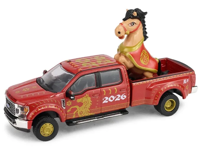 FORD F-450 Chinese Zodiac 2026 Year of the Horse with Horse Accessory (2022), red