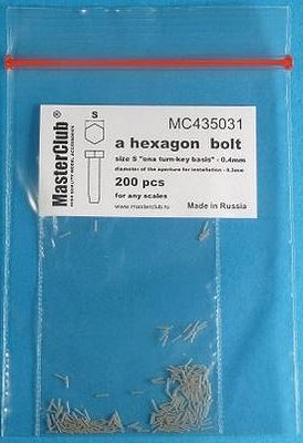 Головка болта, размер под ключ -0.4мм; диаметр отверстия для монтажа-0.3мм; 200 шт.