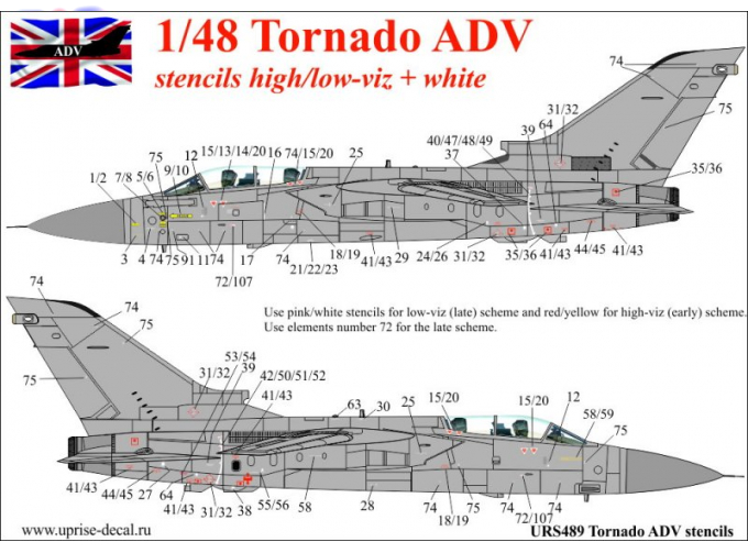 Декаль для Tornado ADV (F.3) low/high-viz stencils