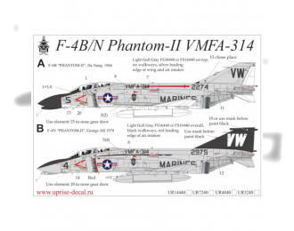 Декаль для F-4B/N Phantom-II - VMFA-314 FFA (удаляемая лаковая подложка)