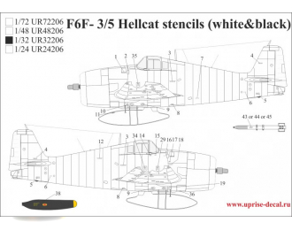 Декаль для F6F-3/5 Hellcat с тех. надписями, FFA (удаляемая лаковая подложка)