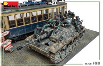 Сборная модель Diorama Military Tramway Stug. Iii Ausf. G With Crew And Panzergrenadiers 1943