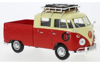 VOLKSWAGEN T1 DoKa with roof rack, beige/red