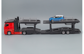 MERCEDES-BENZ Actros Multicar Carrier with Renault Captur, red / blue