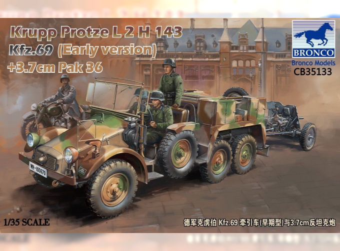Сборная модель Krupp Protze L2 H 143 Kfz.69 with 3,7 cm Pak 36 (Early version)