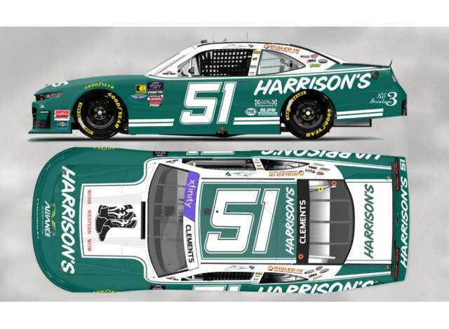 Chevrolet #51 Jeremy Clements *Harrisonâ€™s*, green/white 2025