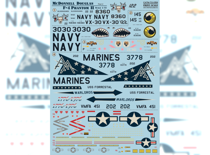 Декаль US NAVY F-4 Phantom Mig Killers Part 2