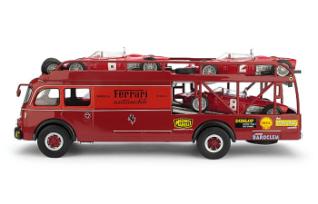 FIAT 642 RN Bartoletti Ferrari race transporter with 3 Sharknose modelcars (1961)