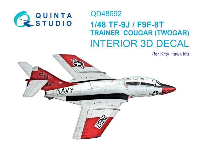 3D Декаль интерьера кабины TF-9J/F9F-8T Twin Cougar/Twogar (Kitty Hawk)