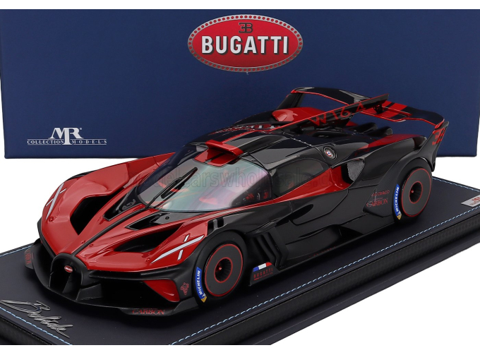 BUGATTI Bolide W16.4 8.0 Four-turbo 1850hp 500km/h (2020) - Con Vetrina - With Showcase, Italian Red - Black