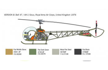 Сборная модель Вертолет OH-13 Sioux Korean War