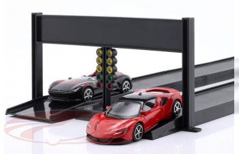 FERRARI автотрек с 2 гаражами, красный / черный