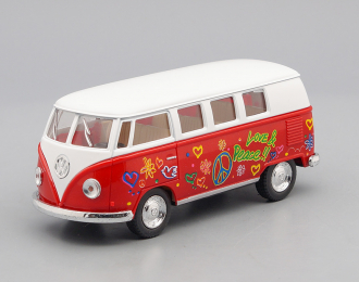 VOLKSWAGEN Classical Bus Peace and Love (1962), white / red