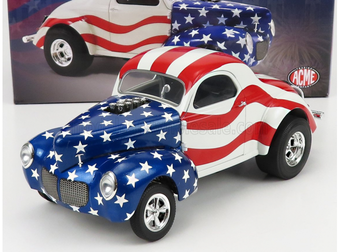 FORD WILLYS GASSER CUSTOM PATRIOT (1940), WHITE RED BLUE