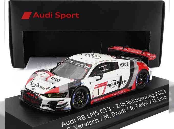 AUDI R8 Lms Gt3 Team Audi Sport Scherer Phx N1 24h Nurburgring (2023) Mattia Drudi - Ricardo Feller - Dennis Lind - Frederic Vervisch, White Red