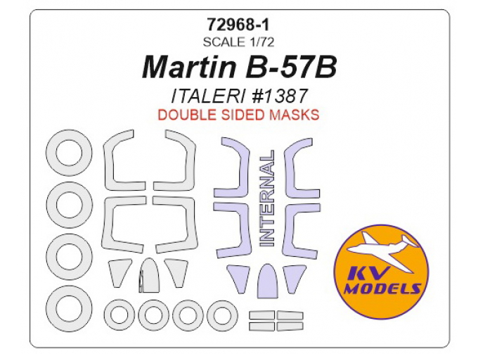 Маска окрасочная для Martin B-57B / B-57G Canberra Night Hawk - двусторонние маски (italeri)