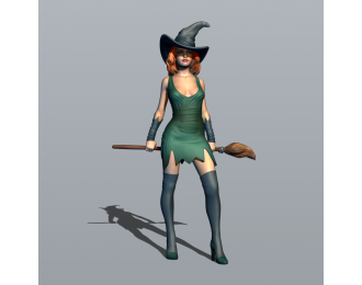 Фигурка Ведьма с метлой, окрашенная