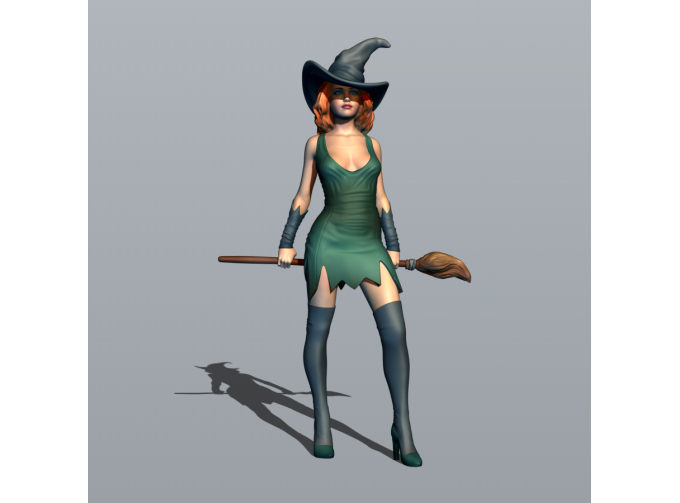 Фигурка Ведьма с метлой, окрашенная