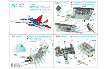 Декаль интерьера МиГ-29 9-13 (Trumpeter)