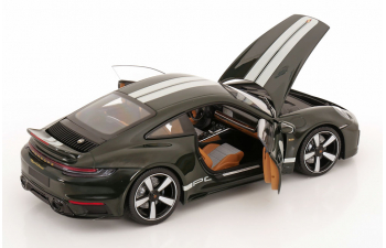 PORSCHE 911 (992) Sport Classic (2022), dark green-metallic/white