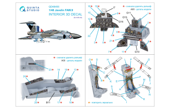 3D Декаль интерьера кабины Javelin FAW.9 (Airfix)