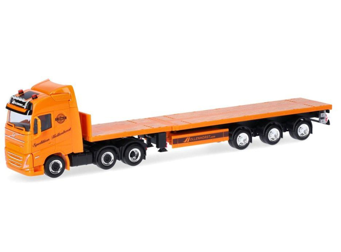 VOLVO FH GL 2020 с телескопическим полуприцепом, оранжевый