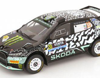SKODA Fabia Rally2 Evo Team Tokspot Wrt №20 Rally Safari Kenya (2024) (snorkel) Oliver Solberg - Elliot Edmondson, Black White
