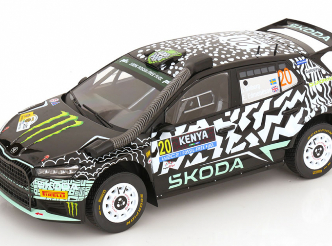 SKODA Fabia Rally2 Evo Team Tokspot Wrt №20 Rally Safari Kenya (2024) (snorkel) Oliver Solberg - Elliot Edmondson, Black White