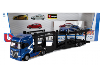 IVECO FIAT S-way 570 Truck Car Transporter With Audi E-tron Gt (2021), blue