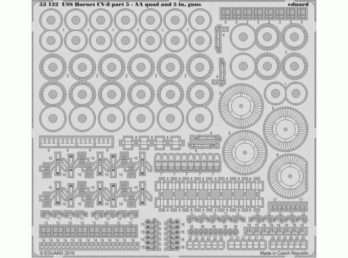 Фототравление для USS Hornet CV-8 part 5 - AA quad and 5 in guns