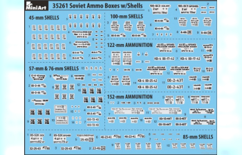 Сборная модель Аксессуары SOVIET AMMO BOXES WITH SHELLS