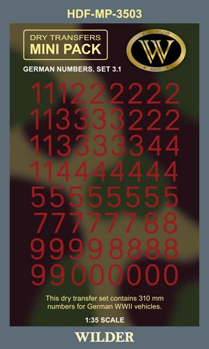 Сухая декаль Немецкие номера для наземной техники. Сет 3.1 Сплошные, красные.