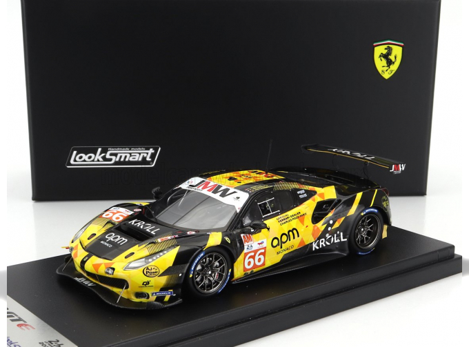 FERRARI 488 Gte Evo 3.9l Turbo V8 Team Jmw Motorsport №66 24h Le Mans (2023) Thomas Neubauer - Louis Prette - Giacomo Petrobelli, Black Yellow