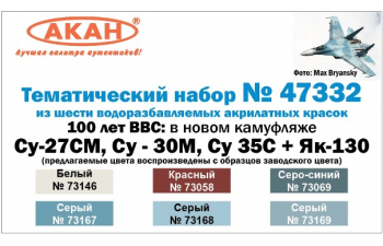 Набор акриловых красок 100 лет ВВС: Су-27СМ в новом камуфляже, заводские образцы красок (в наборе банки по 10 мл.)